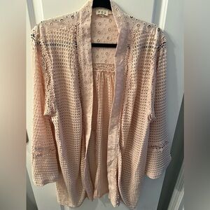 Peachy/Pink POL S/M Kimono NWOT knee length with no buttons.